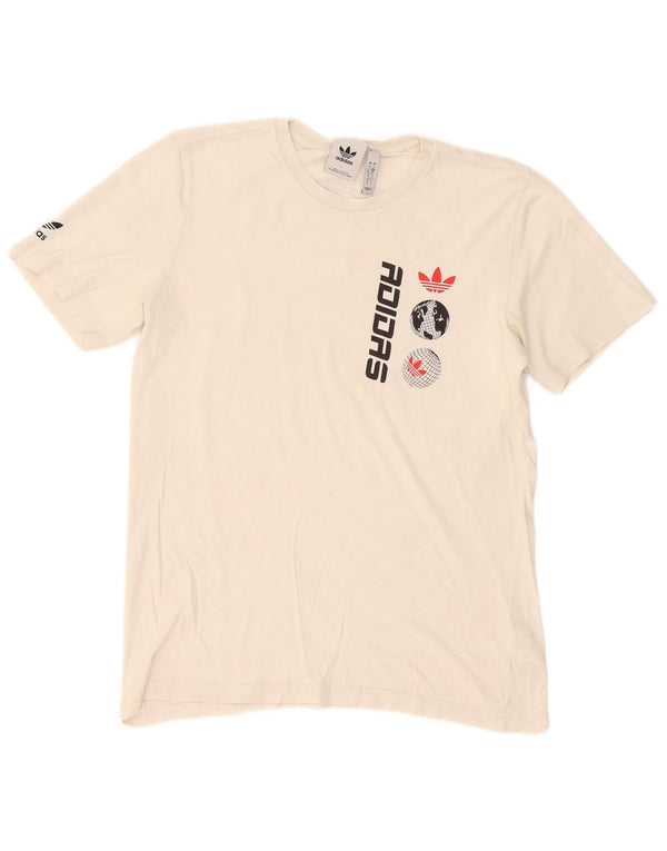 Męska koszulka z grafiką Adidas, mała, biała, bawełniana