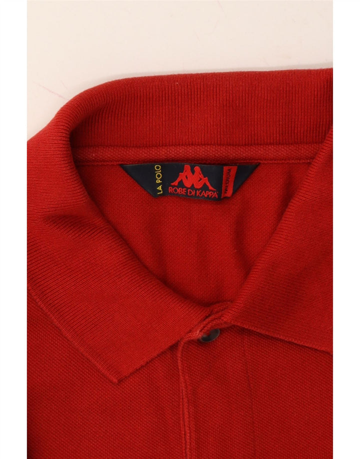 KAPPA Mens Long Sleeve Polo Shirt Medium Red Cotton Vintage Kappa and Second-Hand Kappa from Messina Hembry 