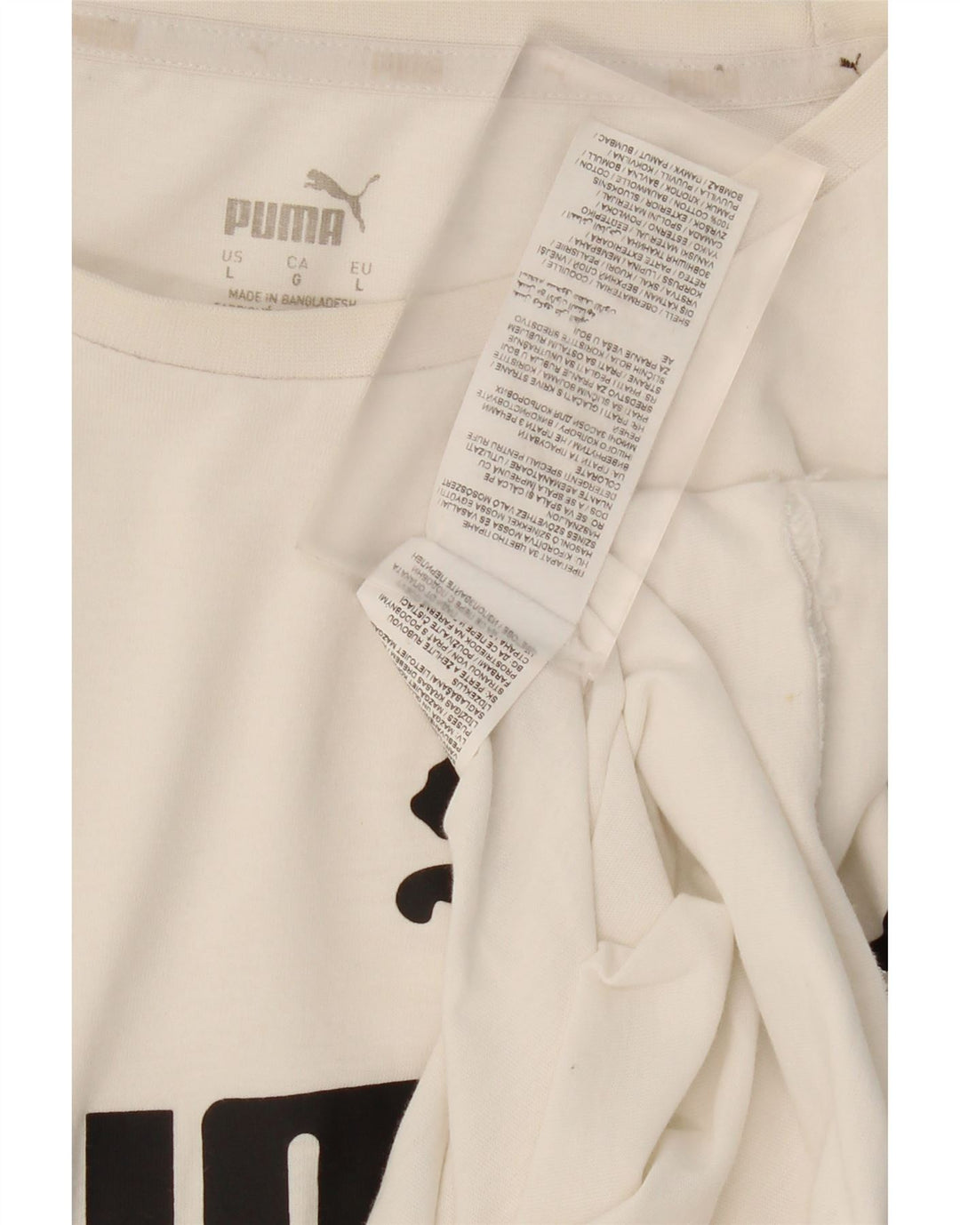 PUMA Mens Graphic T-Shirt Top Large White Cotton Vintage Puma and Second-Hand Puma from Messina Hembry 