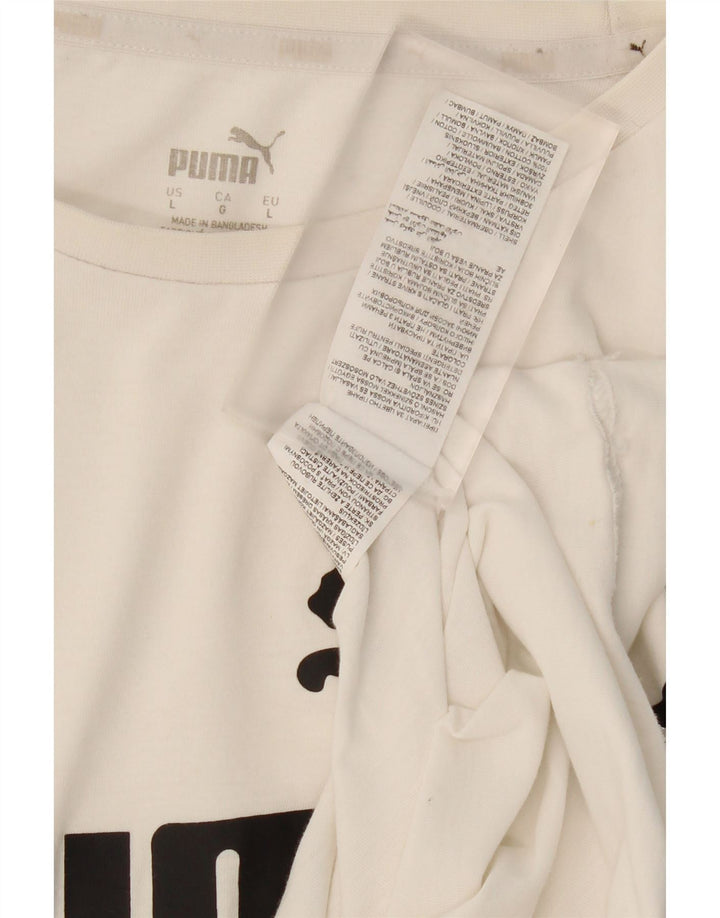 PUMA Mens Graphic T-Shirt Top Large White Cotton Vintage Puma and Second-Hand Puma from Messina Hembry 