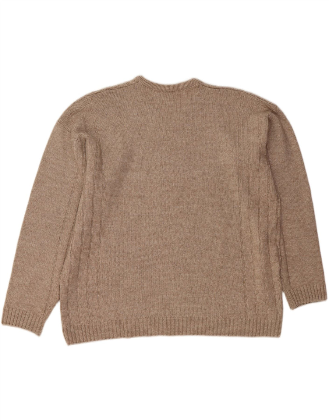 Męski sweter LACOSTE z dekoltem w kształcie litery V, rozmiar 7 2XL, beżowa wełna