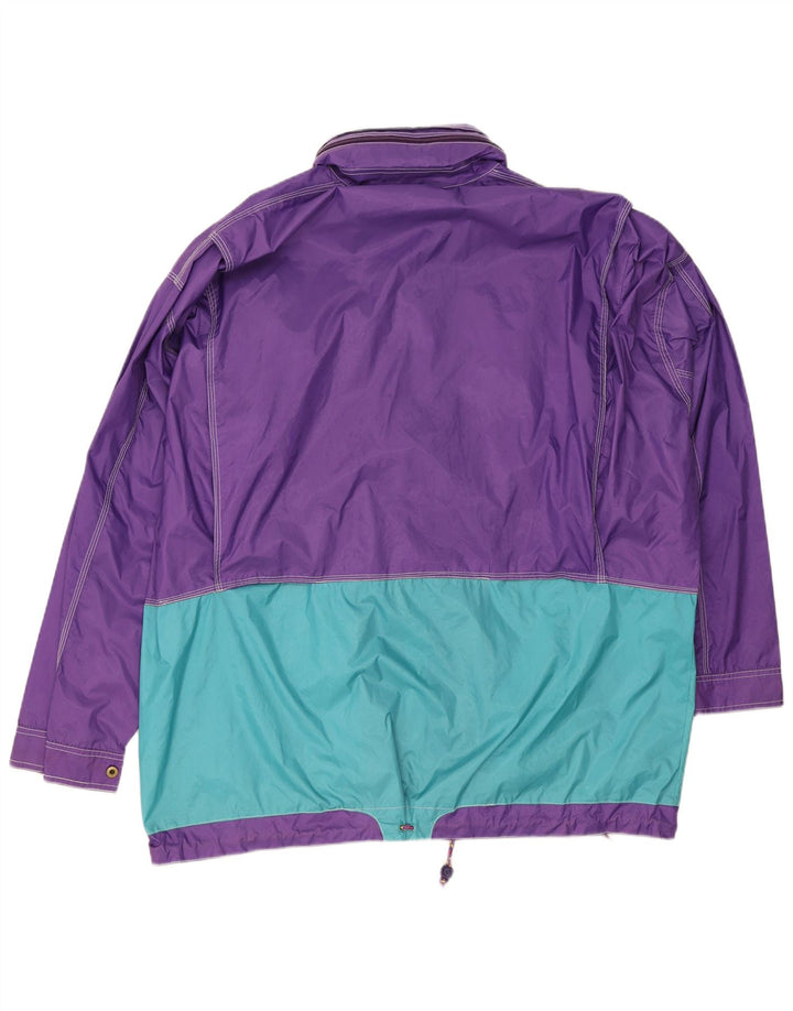 VINTAGE Mens Graphic Rain Jacket UK 42 XL Purple Colourblock Polyester