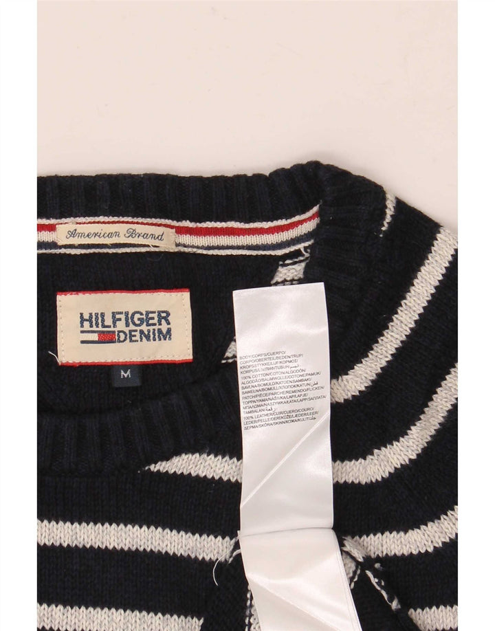 Męski sweter z okrągłym dekoltem Tommy Hilfiger w średnie granatowe paski
