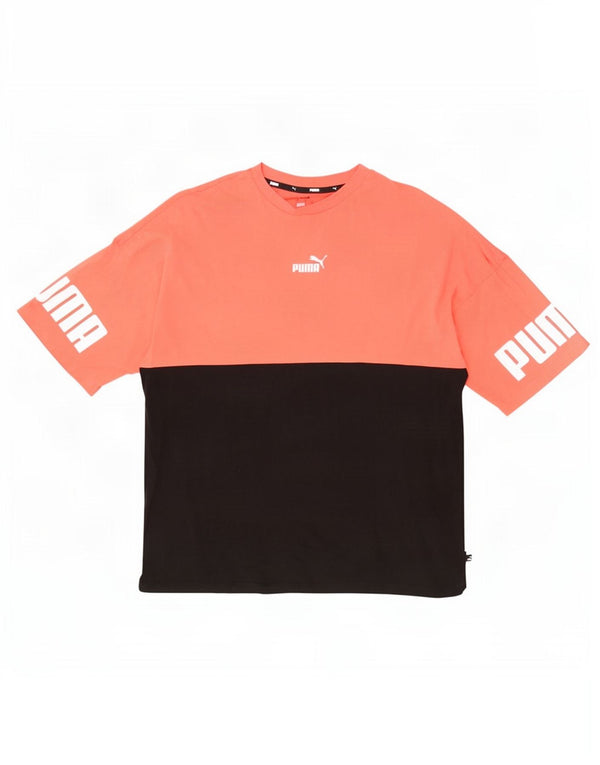 Męski T-shirt Puma z grafiką, duży, czarny, bawełniany z blokami kolorów