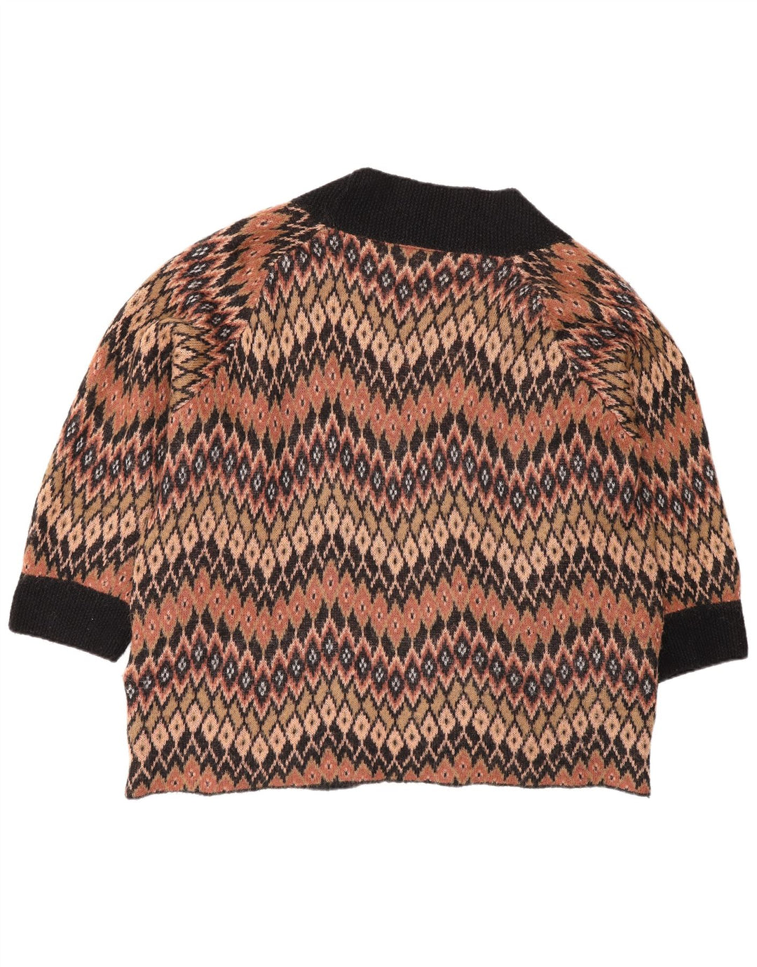 Damski sweter oversize z otwartym kardiganem Topshop UK 12 Średni brązowy geometryczny