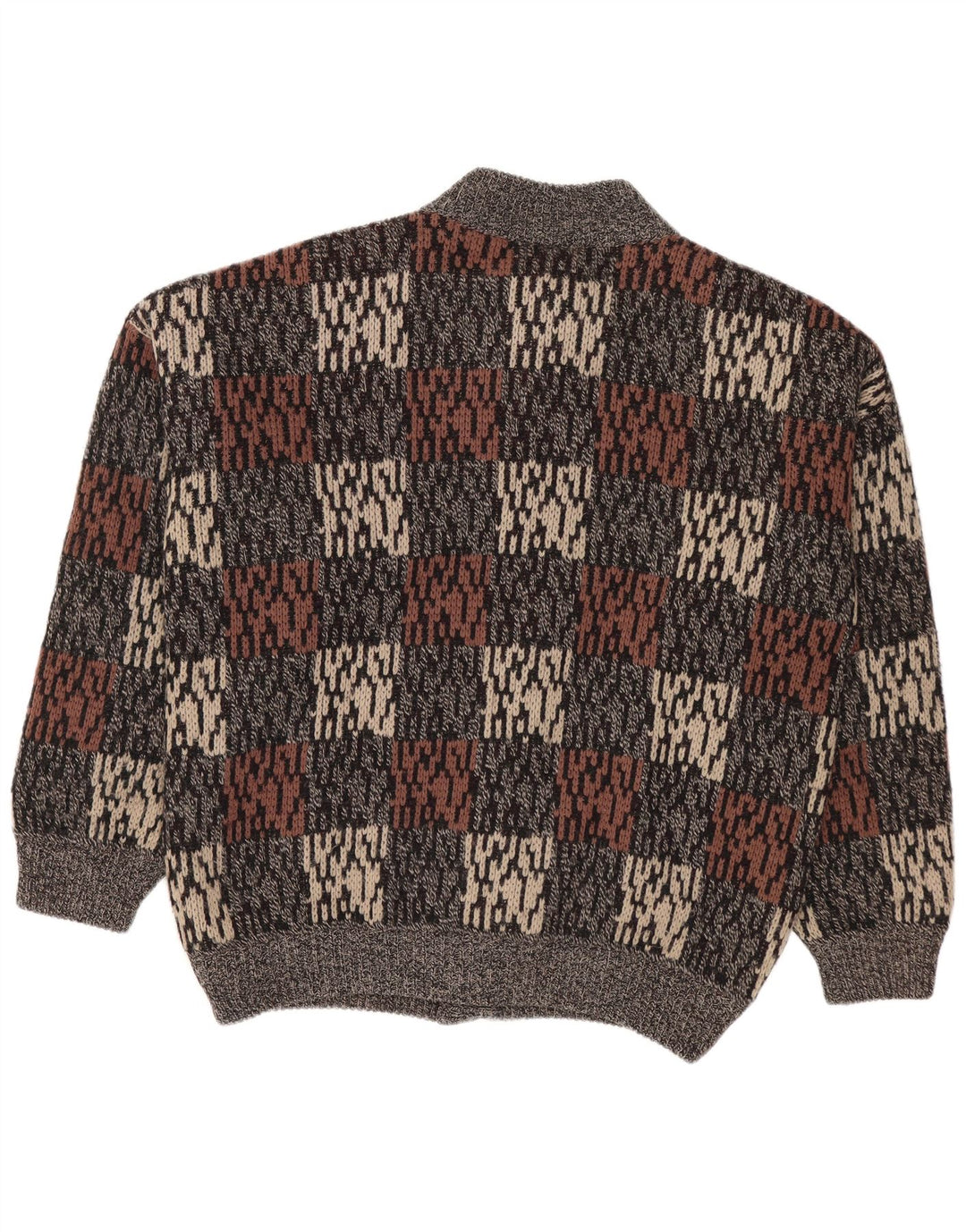 Vintage męski sweter kardigan w abstrakcyjny wzór IT 50 średni szary