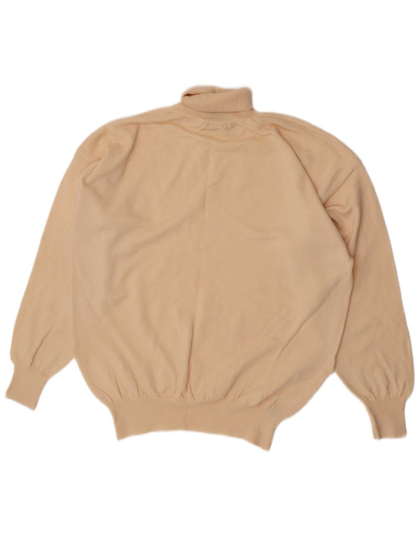 Vintage męski sweter z golfem XL, beżowa wełna