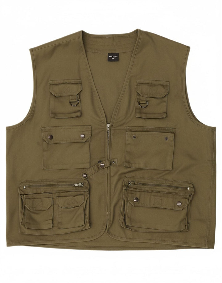 MIL-TEC Mens Utility Gilet UK 44 2XL Khaki Polyester