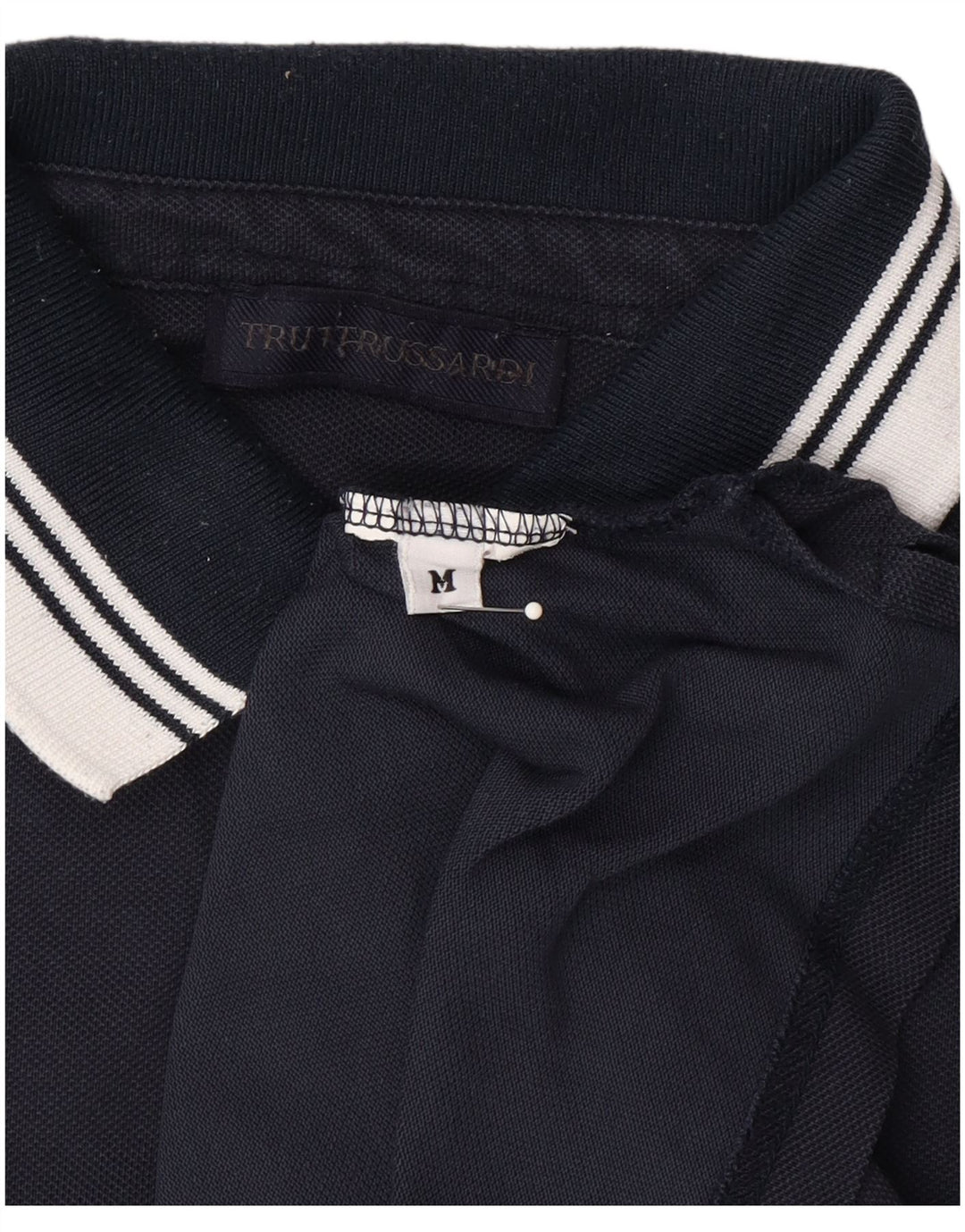 TRUSSARDI Mens Polo Shirt Medium Navy Blue