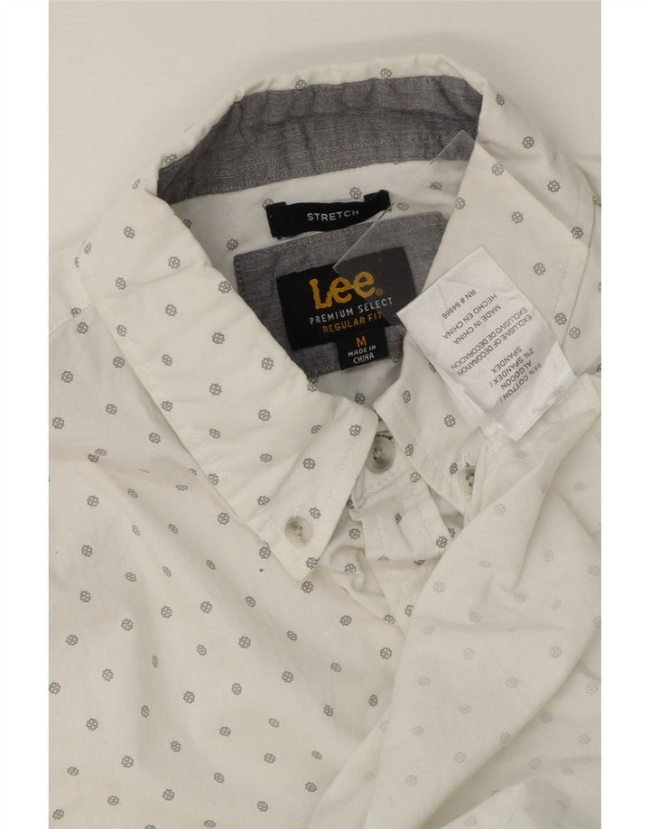 LEE Mens Regular Fit Short Sleeve Shirt Medium White Spotted Cotton Vintage Lee and Second-Hand Lee from Messina Hembry 