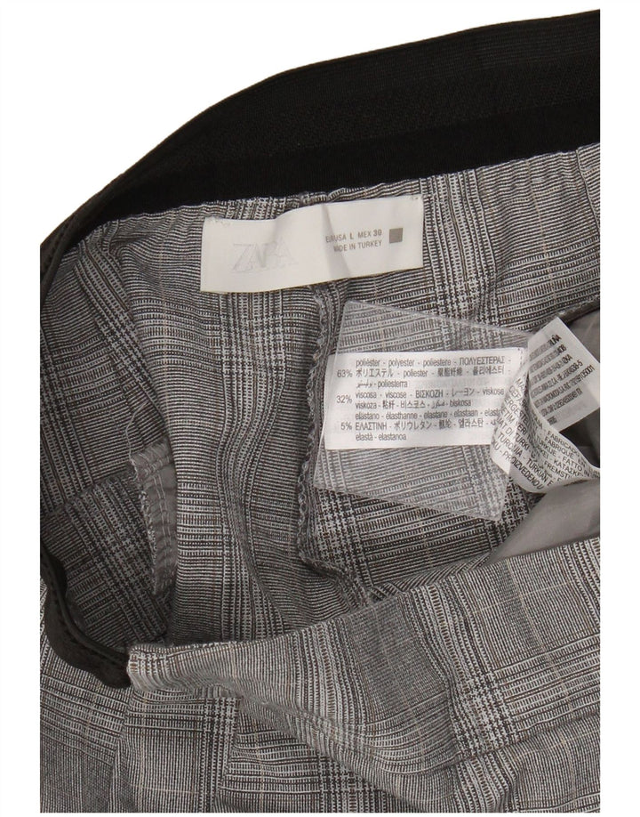 Spodnie damskie Zara Slim Chino, duże, W30 L27, szary poliester w kratę