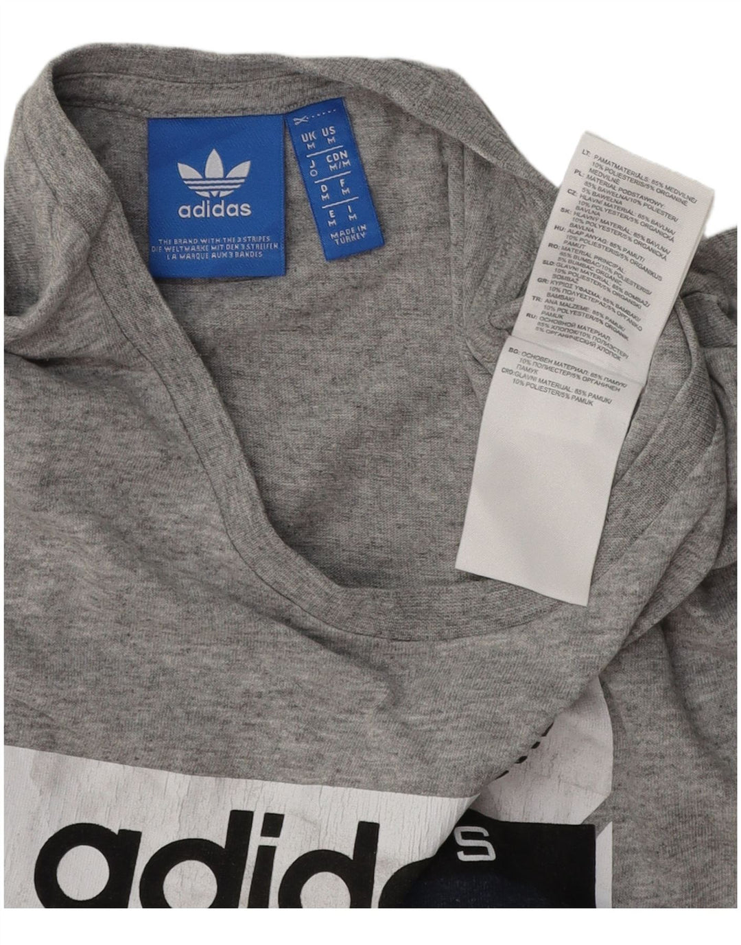 Męska koszulka z grafiką ADIDAS, średnia szara bawełna