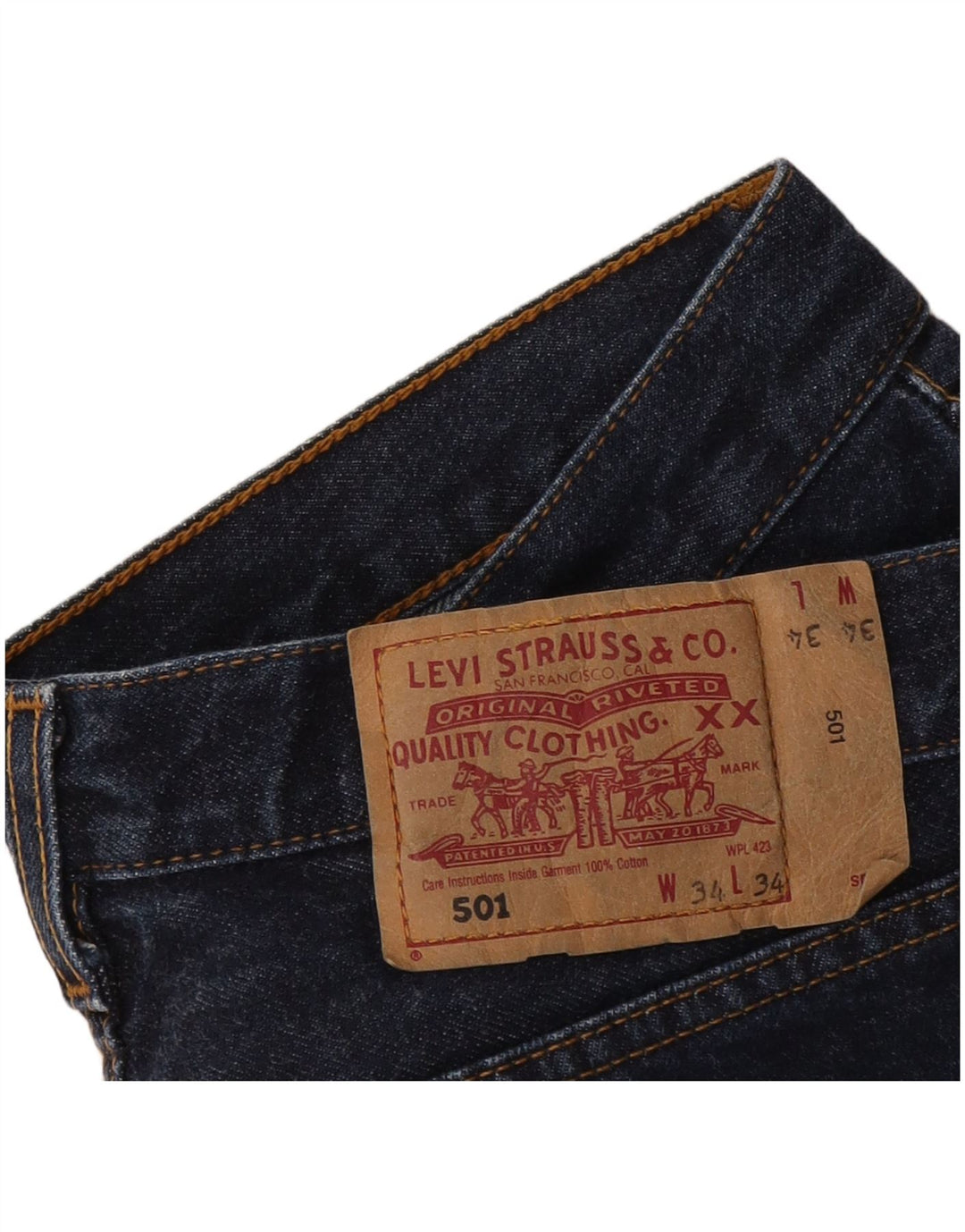 Męskie spodenki jeansowe Levi's 501 W34, duże, granatowe