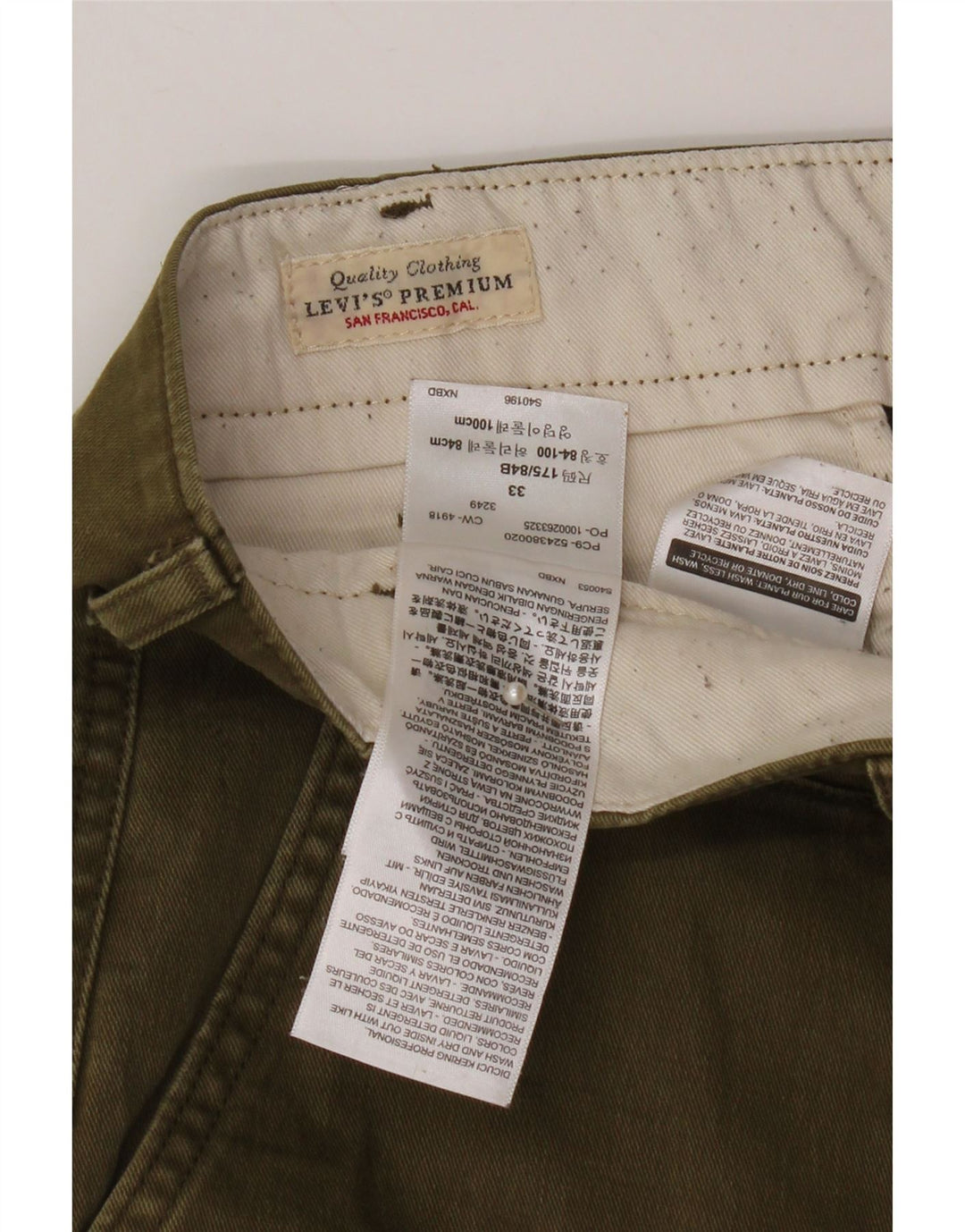 Męskie spodenki chino LEVI'S W33, średnia bawełna khaki