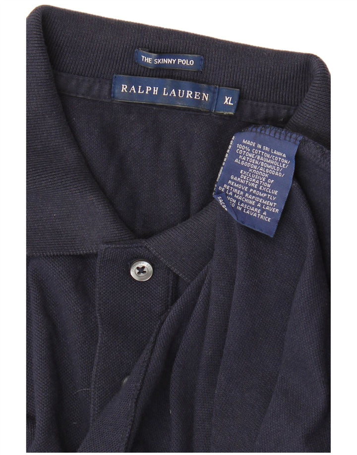 RALPH LAUREN Damska obcisła koszulka polo UK 18 XL, granatowa, bawełniana