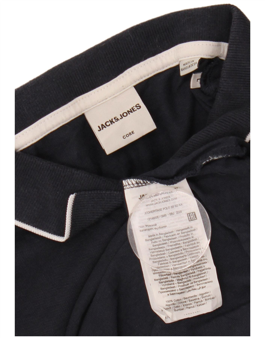 Męska koszulka polo JACK & JONES z grafiką, duża, granatowa, bawełniana