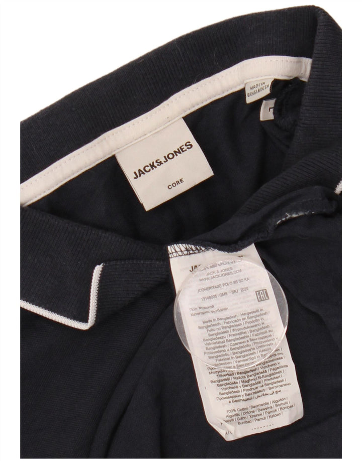 Męska koszulka polo JACK & JONES z grafiką, duża, granatowa, bawełniana