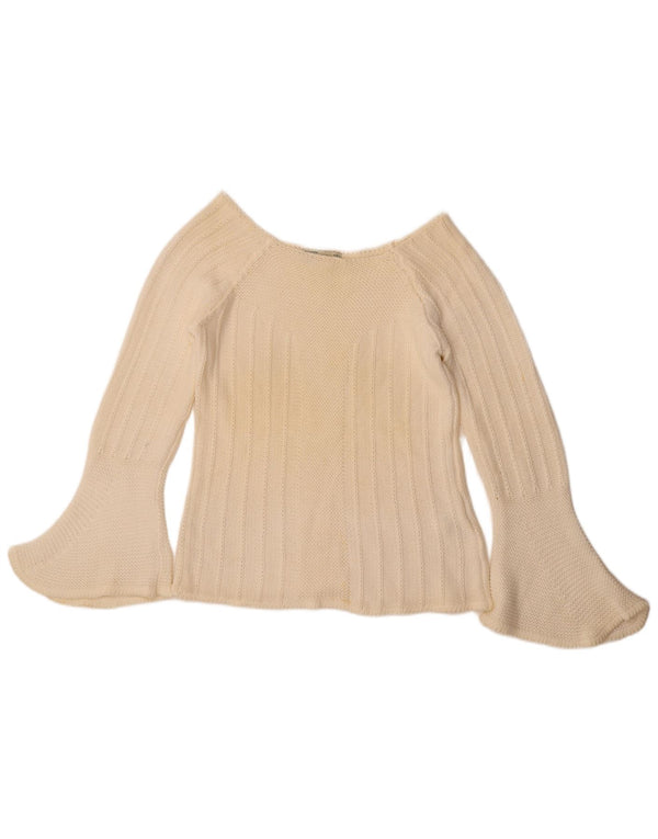 Damski sweter Zara z dekoltem w łódkę, UK 14, duży, z białej bawełny