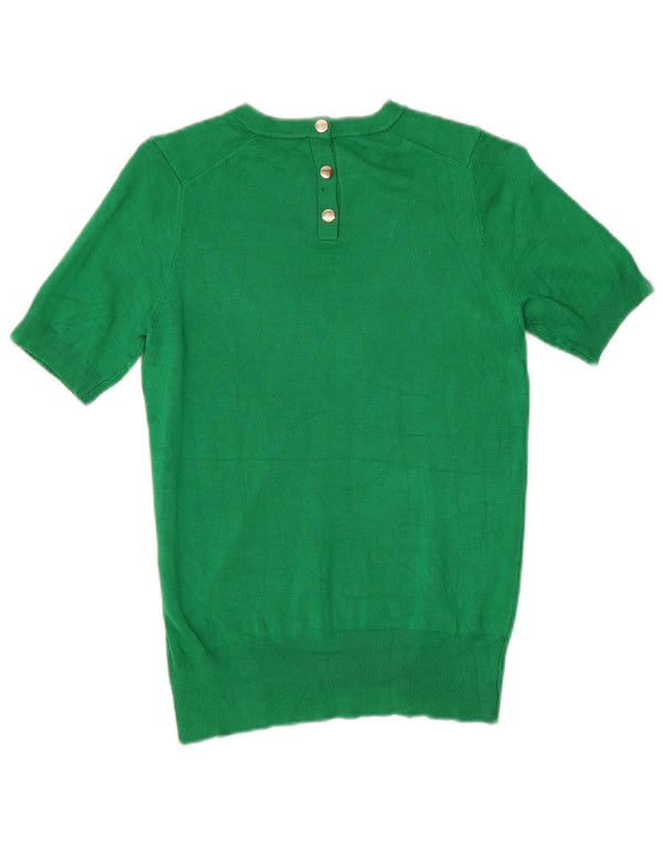 Damski sweter Zara z krótkim rękawem i dekoltem w łódkę UK 10 Small Green Wiskoza