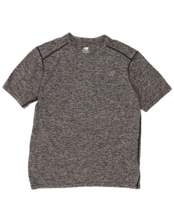 New Balance Mens T-Shirt Top Medium Grey Flecked Polyester