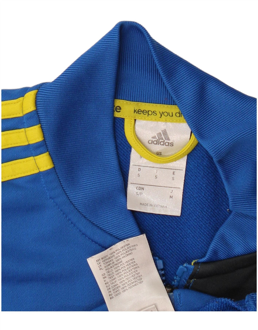 ADIDAS Mens Climalite Tracksuit Top Jacket Small Blue Colourblock