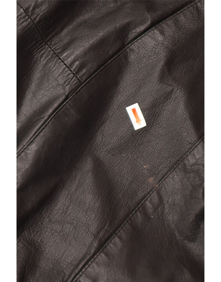 VINTAGE damski płaszcz skórzany oversize UK 14 średniej czarnej skóry