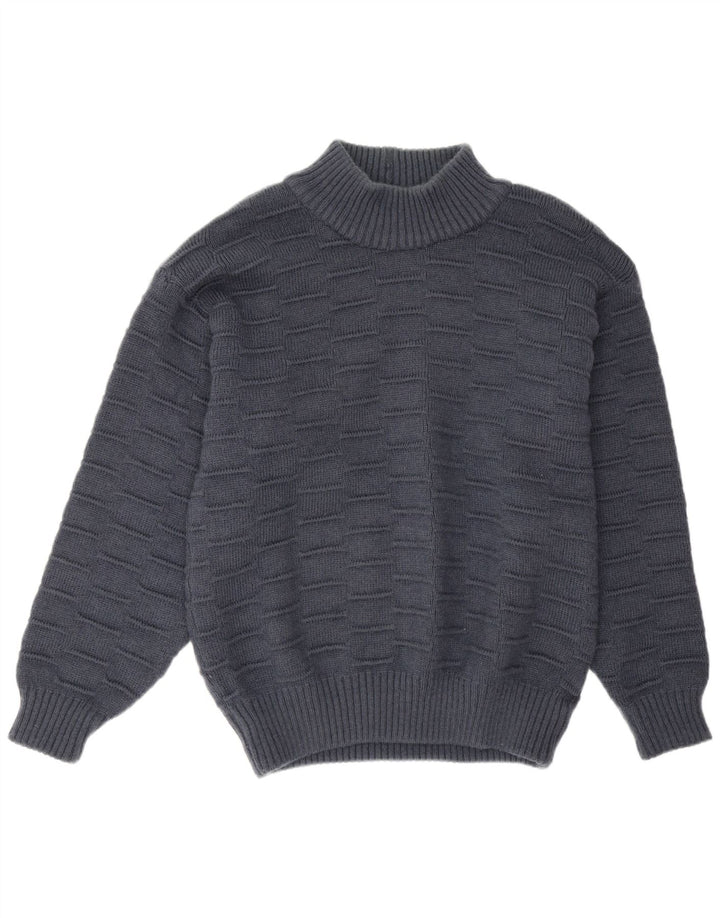 Vintage męski sweter z golfem XL granatowy