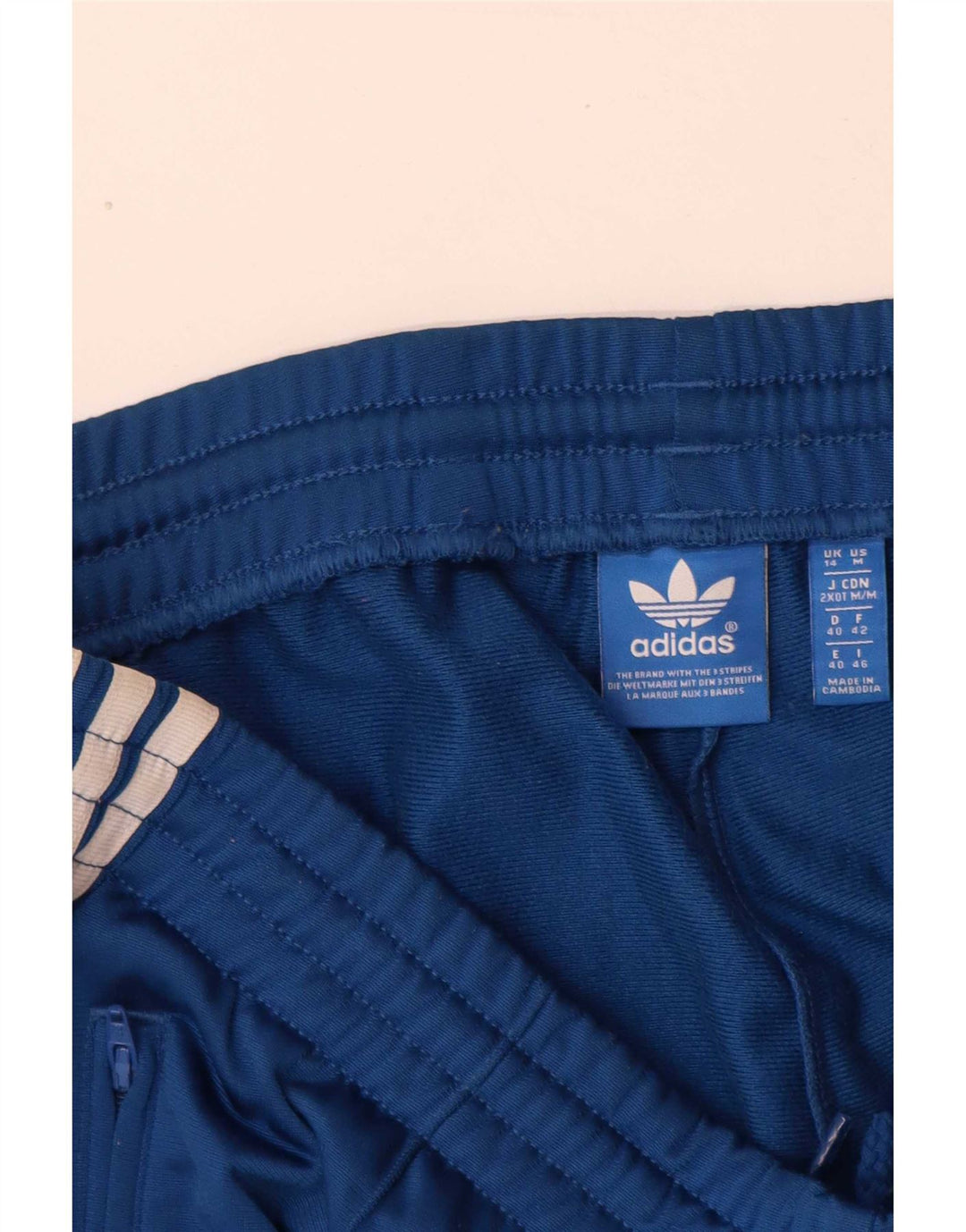 Damskie spodnie dresowe Adidas UK 14, duże, niebieskie, poliestrowe