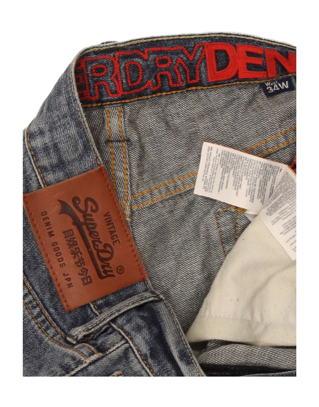 Męskie spodenki jeansowe SUPERDRY W34, duże, niebieskie, bawełniane