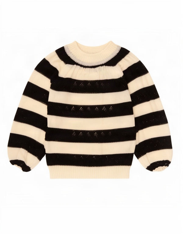 Sweter damski w stylu vintage z okrągłym dekoltem UK 16, duże białe paski