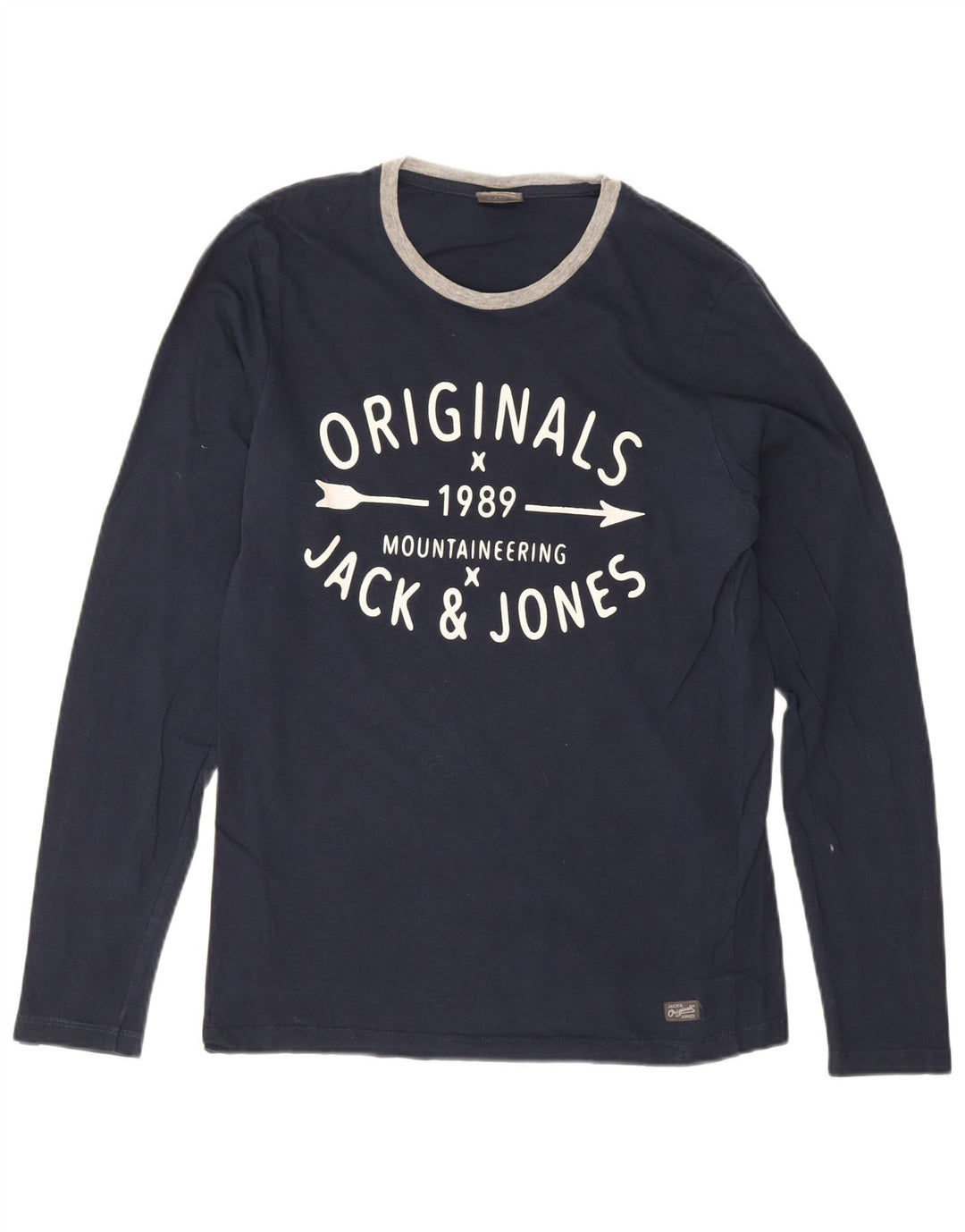 Męski top graficzny Jack & Jones z długim rękawem, średni granatowy, bawełniany