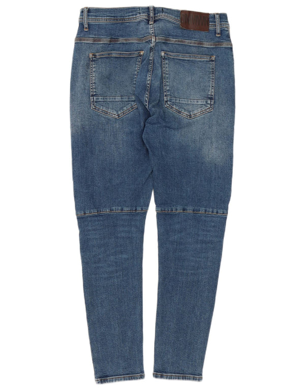 Męskie jeansy obcisłe Zara EU 44 Large W34 L27 Niebieskie patchworkowe bawełniane