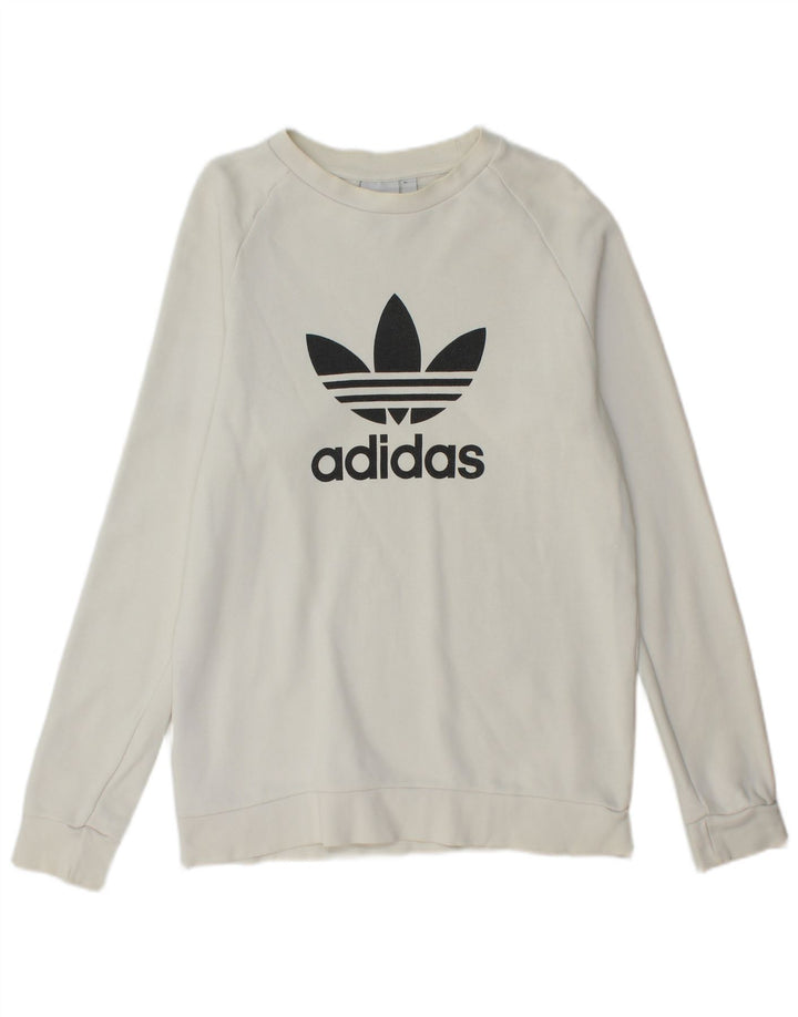 Męska bluza z grafiką ADIDAS, mała, biała, bawełniana