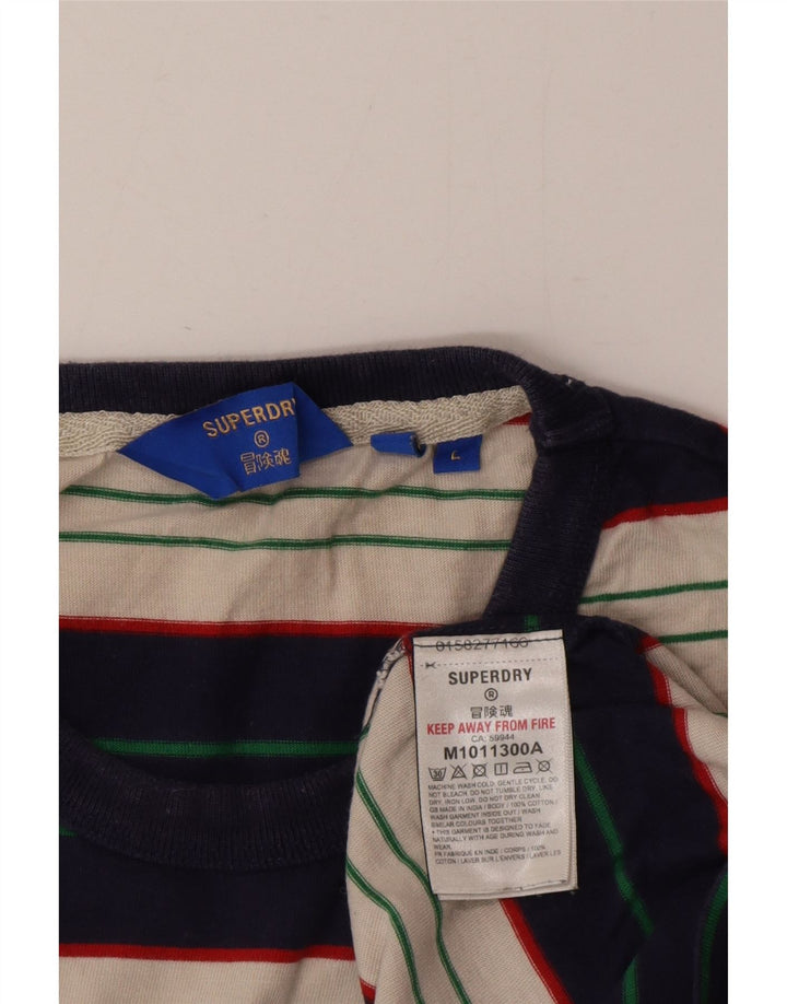 T-shirt męski Superdry, duży, bawełniany w wielokolorowe paski