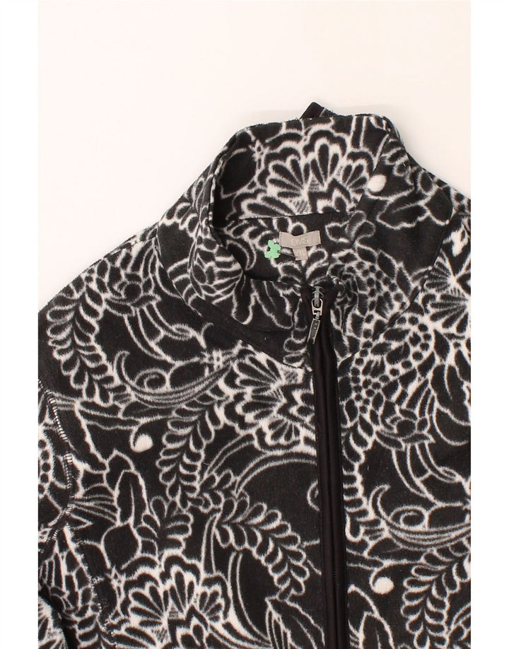 OVS Womens Fleece Jacket UK 20 2XL Black Floral Polyester Vintage OVS and Second-Hand OVS from Messina Hembry 