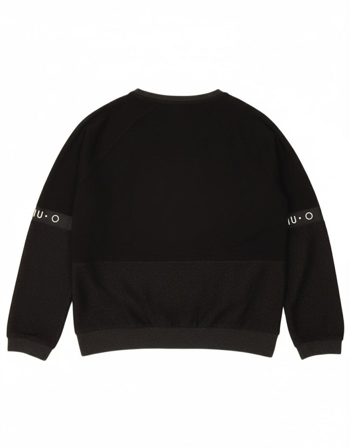 LIU JO Womens Crew Neck Jumper Sweater UK 14 Medium Black Colourblock