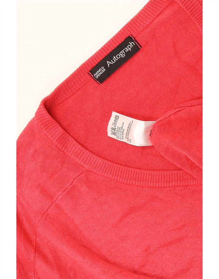 Marks & Spencer Męski sweter z dekoltem w kształcie litery V, z autografem, XL, czerwony, akryl
