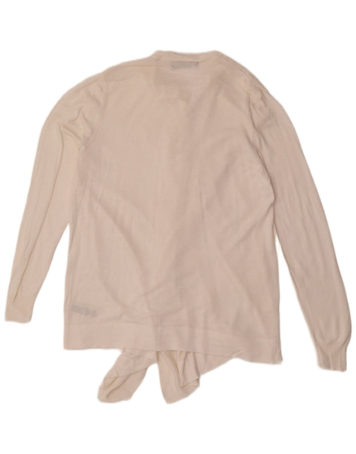 Marks & Spencer Damski sweter rozpinany UK 14, duży, biały, wiskoza