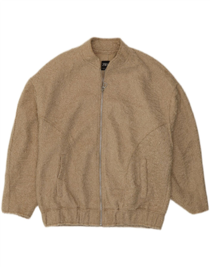 Damska kurtka bomberka oversize Zara UK 6 XS, beżowy poliester