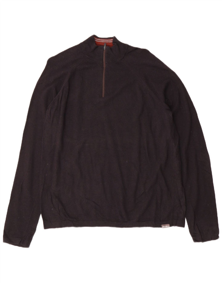 Męski sweter z zamkiem błyskawicznym Eddie Bauer, duży czarny sztuczny jedwab
