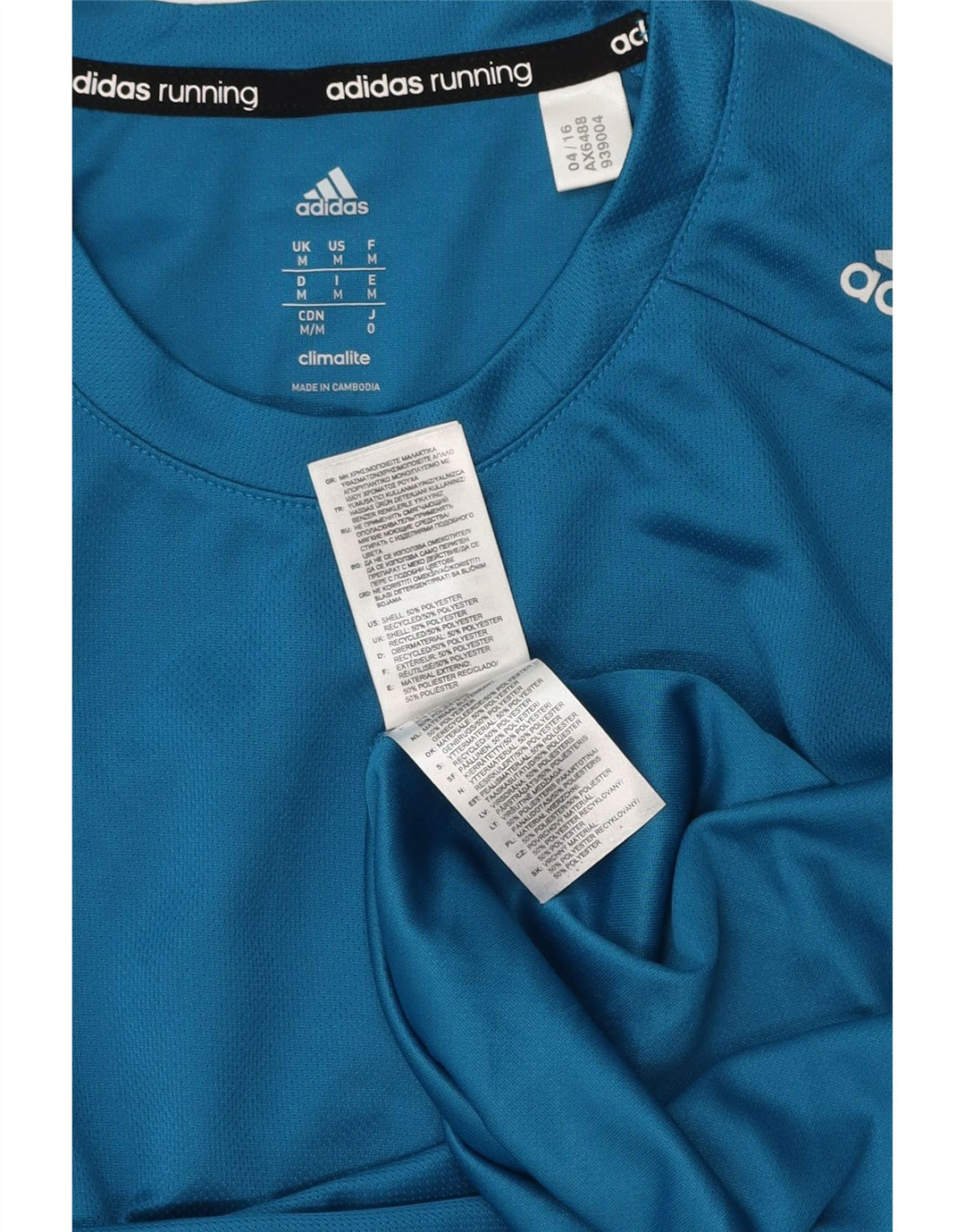 Męska koszulka ADIDAS Climalite z długim rękawem, średnioniebieska, z poliestru