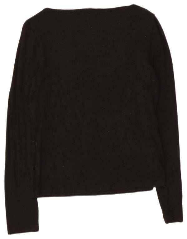 Damski top Ralph Lauren Petite z długim rękawem, UK 8, mały czarny sztuczny jedwab