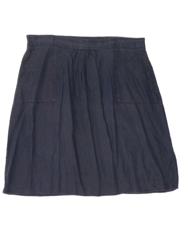 Marks & Spencer Damska spódnica w kształcie litery A W40 2XL Granatowa, lniana