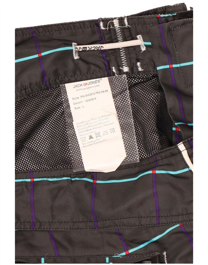 Męskie spodenki kąpielowe Jack & Jones z grafiką, duże, czarne, z poliestru w kwiaty