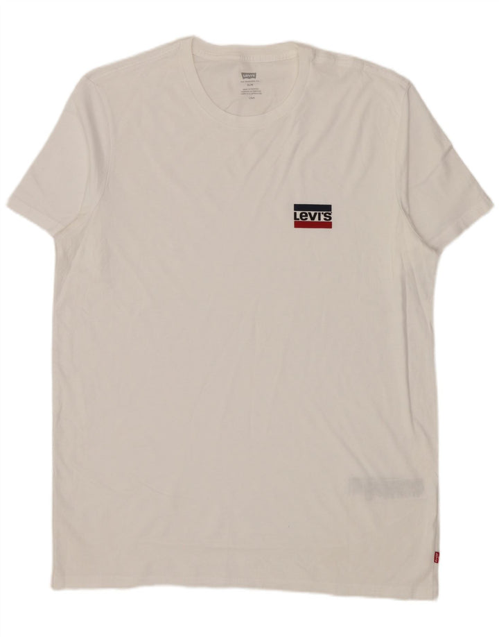 Męski wąski t-shirt Levi's, duży, biały, bawełniany
