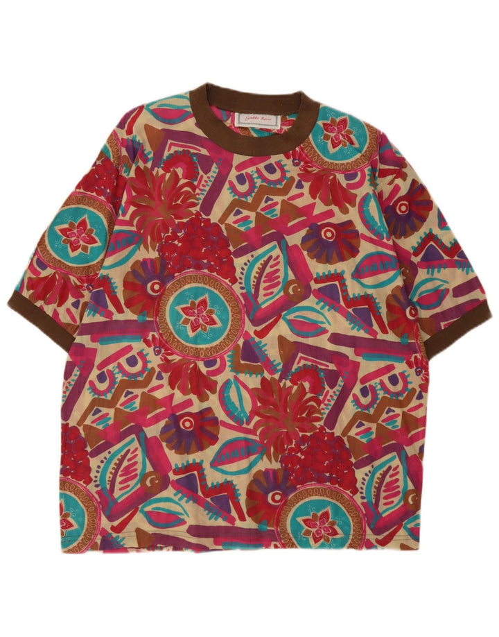 Bluzka damska Vintage Top UK 16, duża, wielokolorowa, geometryczna