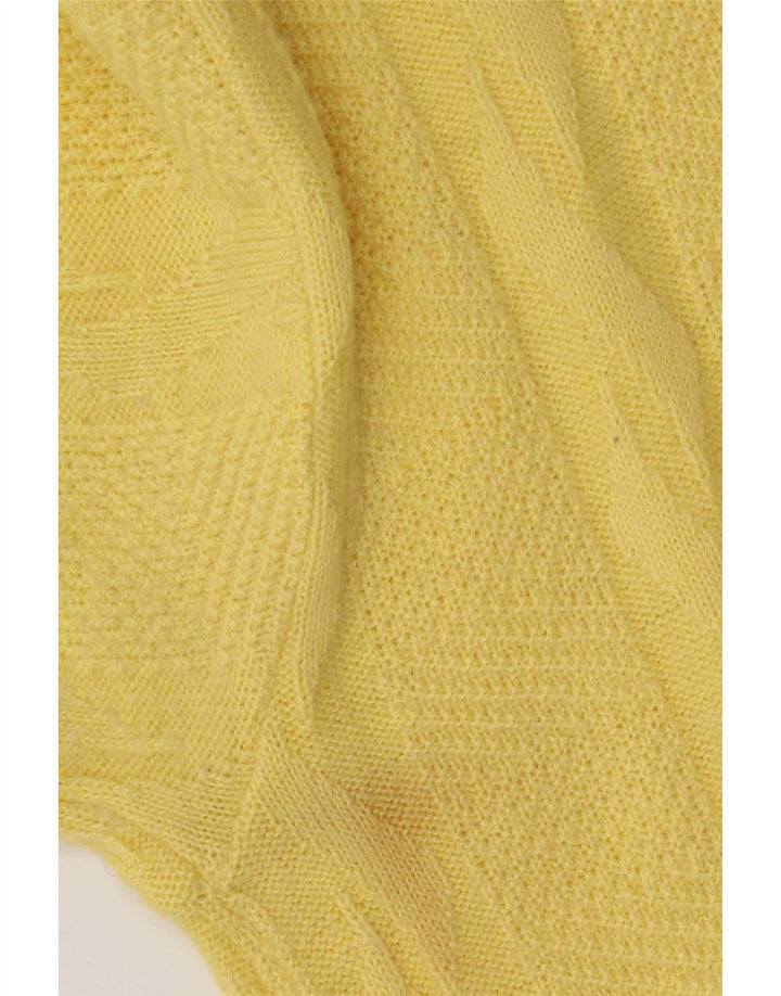 Vintage męski sweter polo, duży, żółty, wełniany