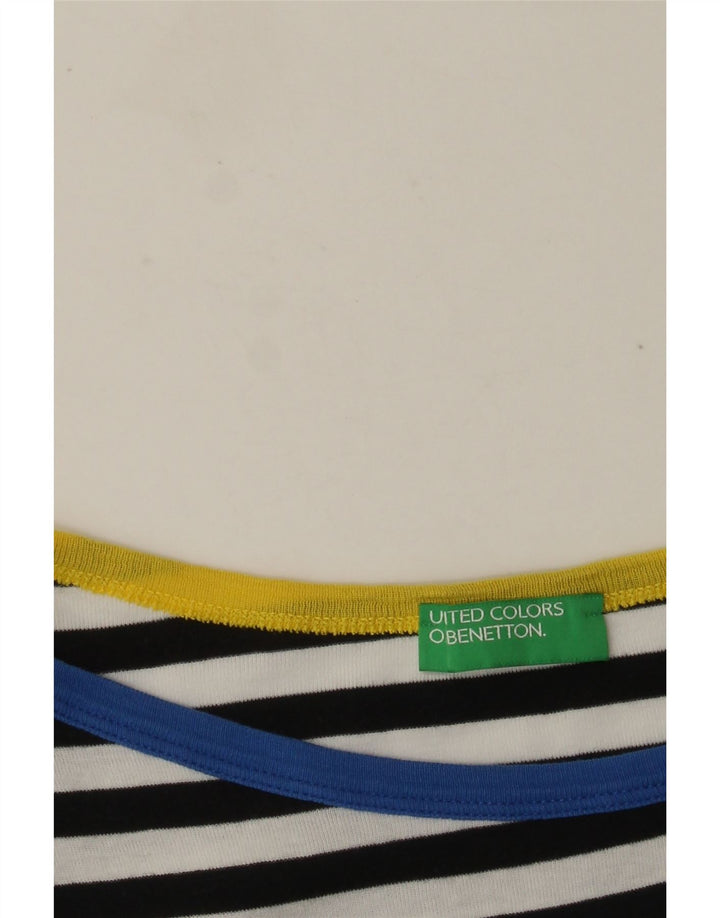 Top damski Benetton z rękawem 3/4, UK 8, w małe granatowe paski