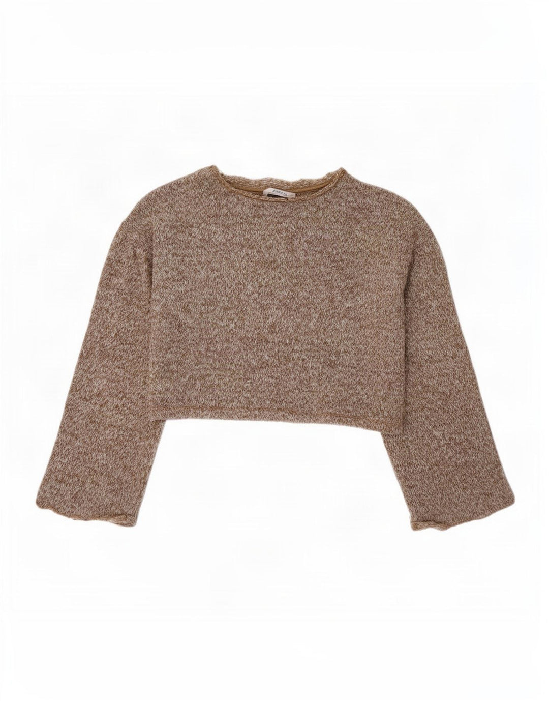 Damski krótki top oversize Zara z długim rękawem, UK 10, mały, brązowy poliester