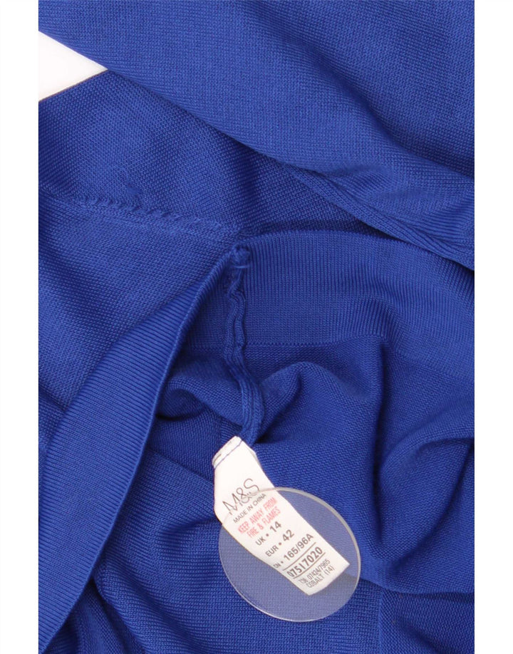 Marks & Spencer Damski sweter rozpinany UK 14, duży, niebieski, lniany
